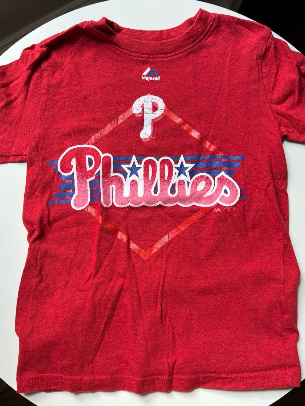 Majestic Red Phillies Logo Kids Short Sleeve Tee